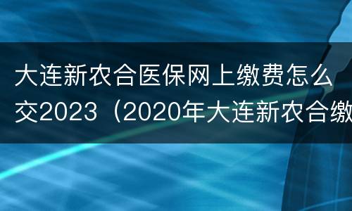 大连新农合医保网上缴费怎么交2023（2020年大连新农合缴费）