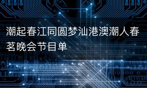 潮起春江同圆梦汕港澳潮人春茗晚会节目单