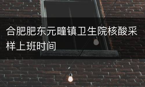 合肥肥东元疃镇卫生院核酸采样上班时间