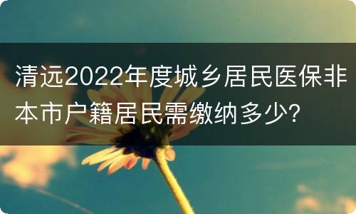清远2022年度城乡居民医保非本市户籍居民需缴纳多少？