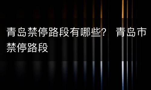 青岛禁停路段有哪些？ 青岛市禁停路段