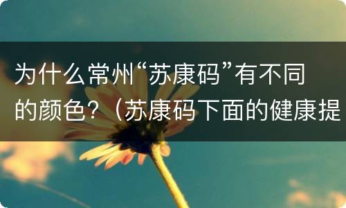 为什么常州“苏康码”有不同的颜色?（苏康码下面的健康提示颜色不一样是什么意思）