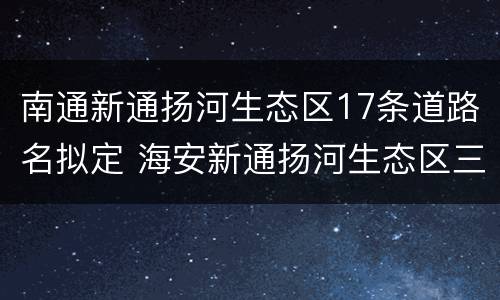 南通新通扬河生态区17条道路名拟定 海安新通扬河生态区三期