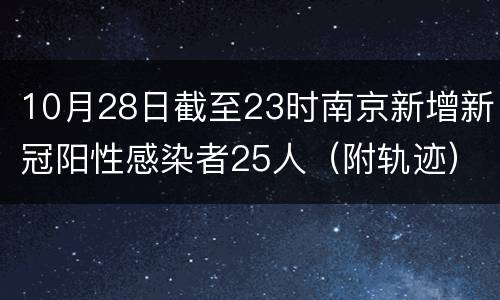 10月28日截至23时南京新增新冠阳性感染者25人（附轨迹）