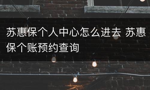 苏惠保个人中心怎么进去 苏惠保个账预约查询