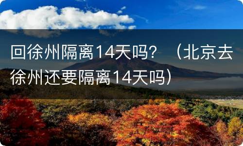 回徐州隔离14天吗？（北京去徐州还要隔离14天吗）