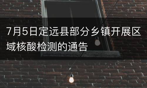 7月5日定远县部分乡镇开展区域核酸检测的通告