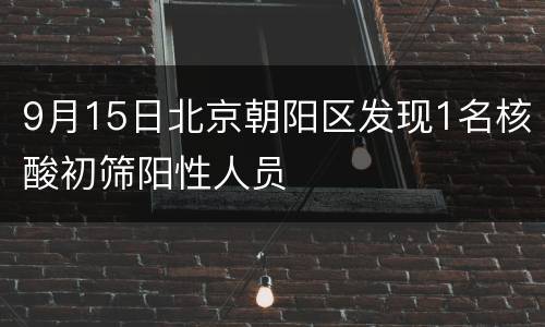 9月15日北京朝阳区发现1名核酸初筛阳性人员