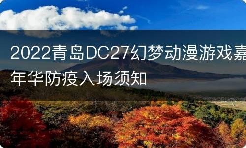 2022青岛DC27幻梦动漫游戏嘉年华防疫入场须知