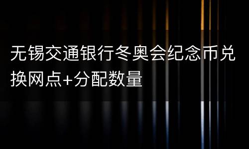 无锡交通银行冬奥会纪念币兑换网点+分配数量