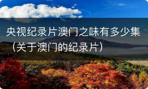 央视纪录片澳门之味有多少集（关于澳门的纪录片）