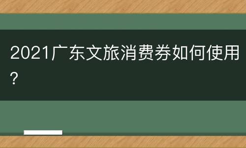 2021广东文旅消费券如何使用？