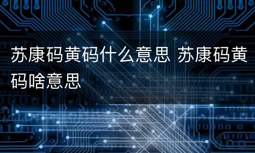 苏康码黄码什么意思 苏康码黄码啥意思