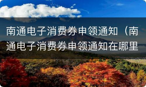 南通电子消费券申领通知（南通电子消费券申领通知在哪里看）