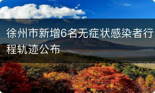 徐州市新增6名无症状感染者行程轨迹公布