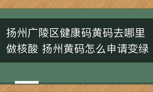 扬州广陵区健康码黄码去哪里做核酸 扬州黄码怎么申请变绿码