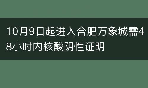 10月9日起进入合肥万象城需48小时内核酸阴性证明