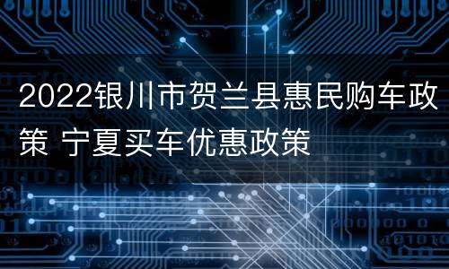 2022银川市贺兰县惠民购车政策 宁夏买车优惠政策