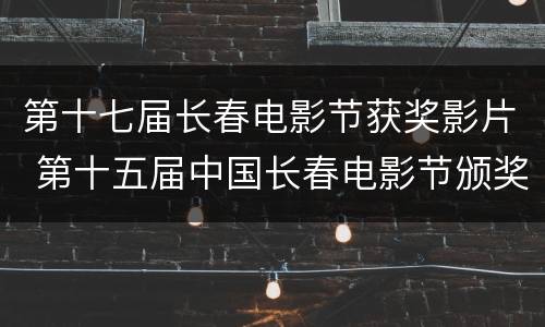 第十七届长春电影节获奖影片 第十五届中国长春电影节颁奖
