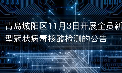 青岛城阳区11月3日开展全员新型冠状病毒核酸检测的公告