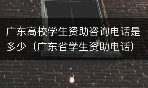 广东高校学生资助咨询电话是多少（广东省学生资助电话）