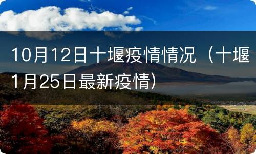10月12日十堰疫情情况（十堰1月25日最新疫情）