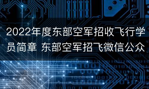 2022年度东部空军招收飞行学员简章 东部空军招飞微信公众号