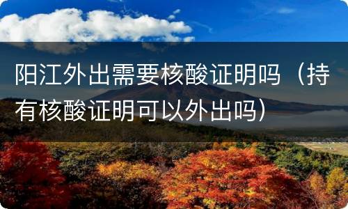 阳江外出需要核酸证明吗（持有核酸证明可以外出吗）
