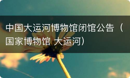 中国大运河博物馆闭馆公告（国家博物馆 大运河）