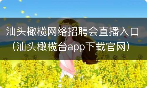 汕头橄榄网络招聘会直播入口（汕头橄榄台app下载官网）