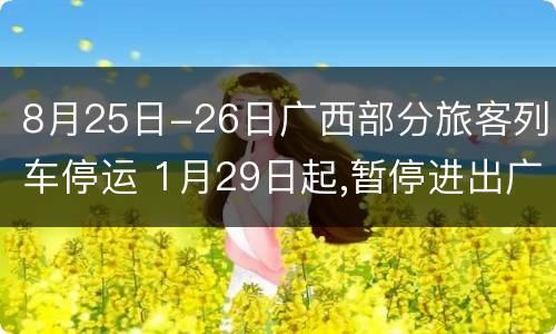 8月25日-26日广西部分旅客列车停运 1月29日起,暂停进出广西的所有省际客运班车