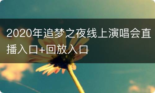 2020年追梦之夜线上演唱会直播入口+回放入口
