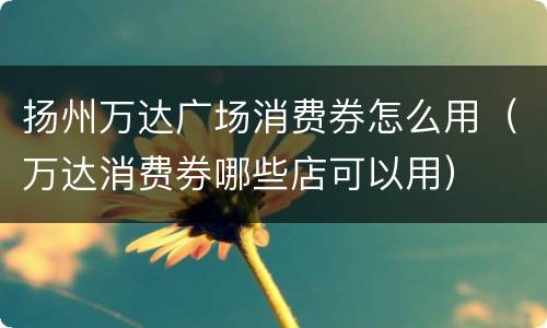 扬州万达广场消费券怎么用（万达消费券哪些店可以用）