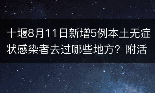 十堰8月11日新增5例本土无症状感染者去过哪些地方？附活动轨迹