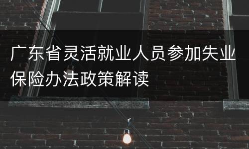 广东省灵活就业人员参加失业保险办法政策解读