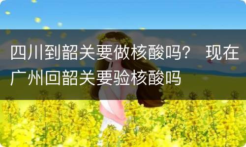 四川到韶关要做核酸吗？ 现在广州回韶关要验核酸吗