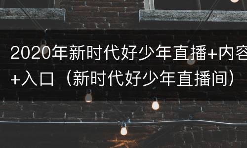 2020年新时代好少年直播+内容+入口（新时代好少年直播间）