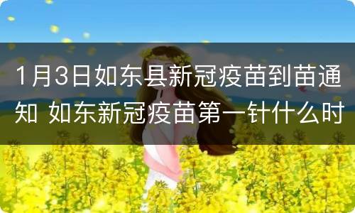 1月3日如东县新冠疫苗到苗通知 如东新冠疫苗第一针什么时候结束