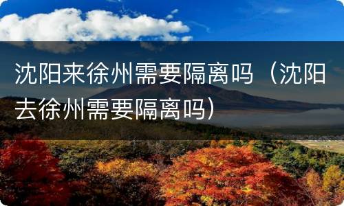沈阳来徐州需要隔离吗（沈阳去徐州需要隔离吗）