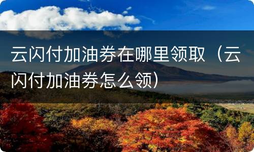 云闪付加油券在哪里领取（云闪付加油券怎么领）