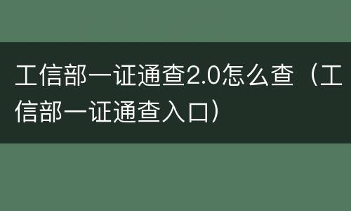 工信部一证通查2.0怎么查（工信部一证通查入口）