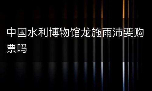 中国水利博物馆龙施雨沛要购票吗