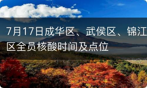7月17日成华区、武侯区、锦江区全员核酸时间及点位