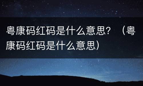 粤康码红码是什么意思？（粤康码红码是什么意思）