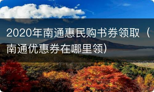 2020年南通惠民购书券领取（南通优惠券在哪里领）