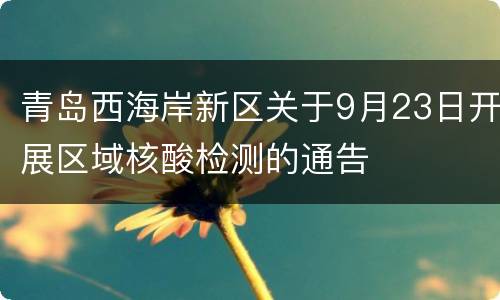 青岛西海岸新区关于9月23日开展区域核酸检测的通告