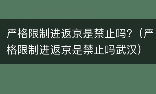 严格限制进返京是禁止吗?（严格限制进返京是禁止吗武汉）