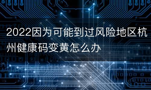 2022因为可能到过风险地区杭州健康码变黄怎么办