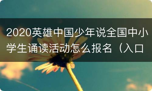 2020英雄中国少年说全国中小学生诵读活动怎么报名（入口+步骤）
