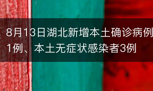 8月13日湖北新增本土确诊病例1例、本土无症状感染者3例